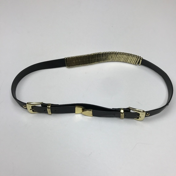 Accessories - double buckle western belt gold black